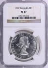 1959 S$1 DOLLAR ELIZABETH II CANADA NGC PL 67