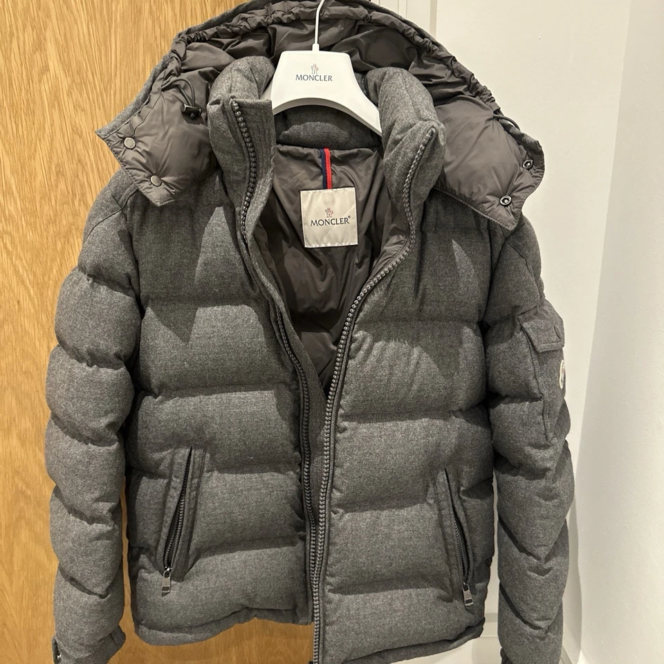 Moncler Montgenevre Padded Down Jacket Men’s 1/Small Grey Wool Detachable Hood - Image 3 of 4