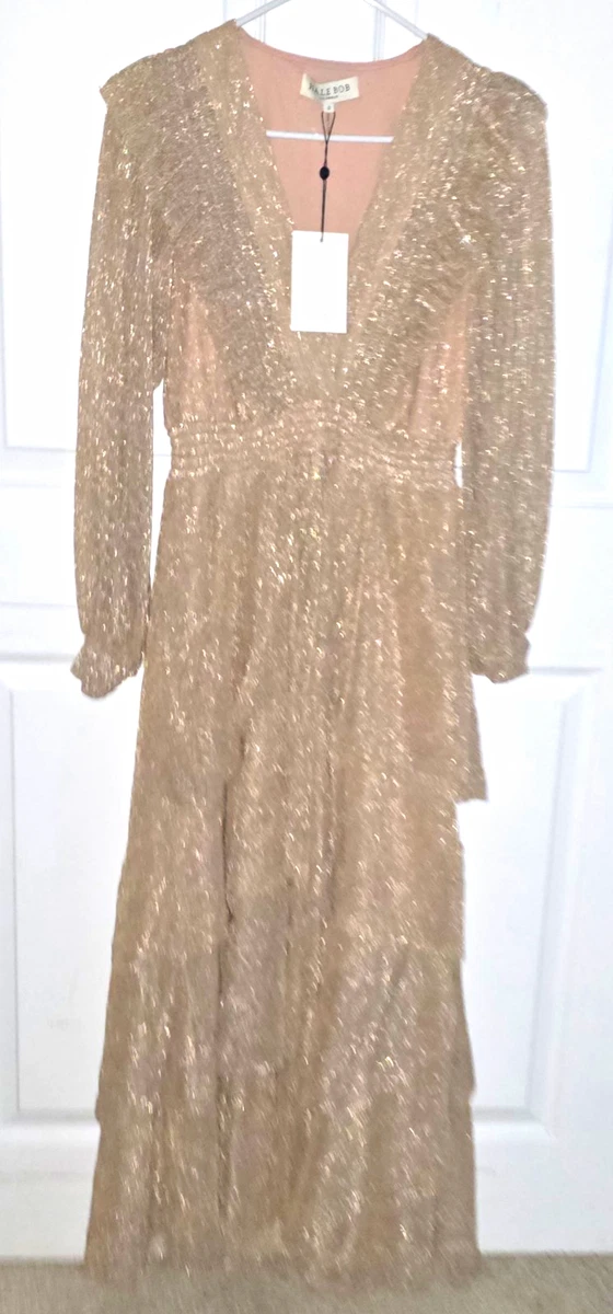 valentina gold sequin long sleeve maxi dress Hale Bob V-Neck Dresses for Women for sale Main Fabric Content:50% POLYESTER