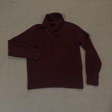 Polo Ralph Lauren Sweater Mens Small Burgundy Cotton Shawl Collar Preppy Grandpa
