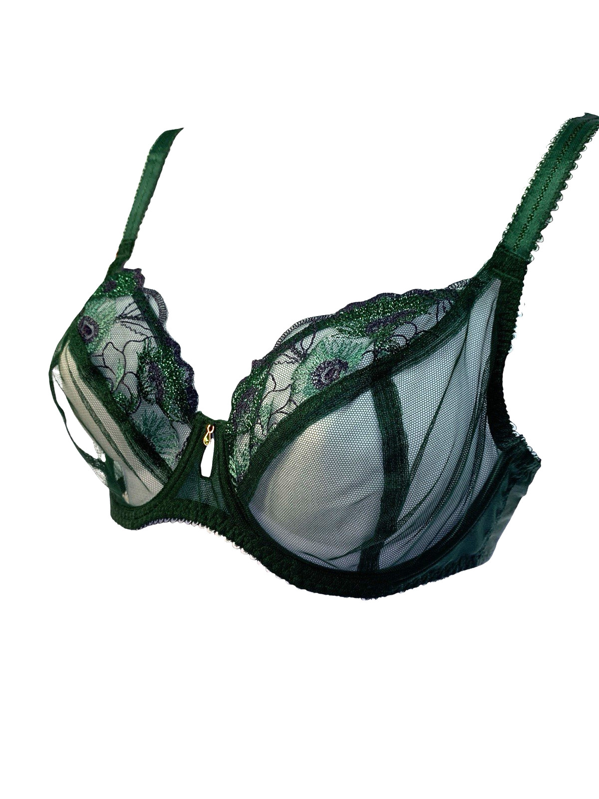 Freya Deep Emerald Green Underwire Plunge Bra SIZE US 30DDD NWT Mesh