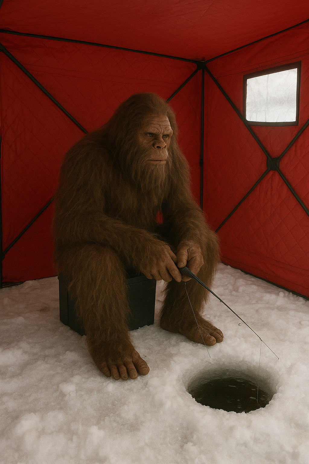 PORTABLE ICE FISHING HUB-STYLE SHANTY  REMOVABLE FLOOR MAT, 58"(NON-INSULATED)