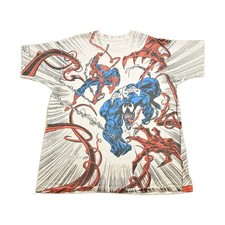 Vintage 1993 Spiderman Vs Venom Vs Carnage MARVEL Comics Mega Print T-Shirt
