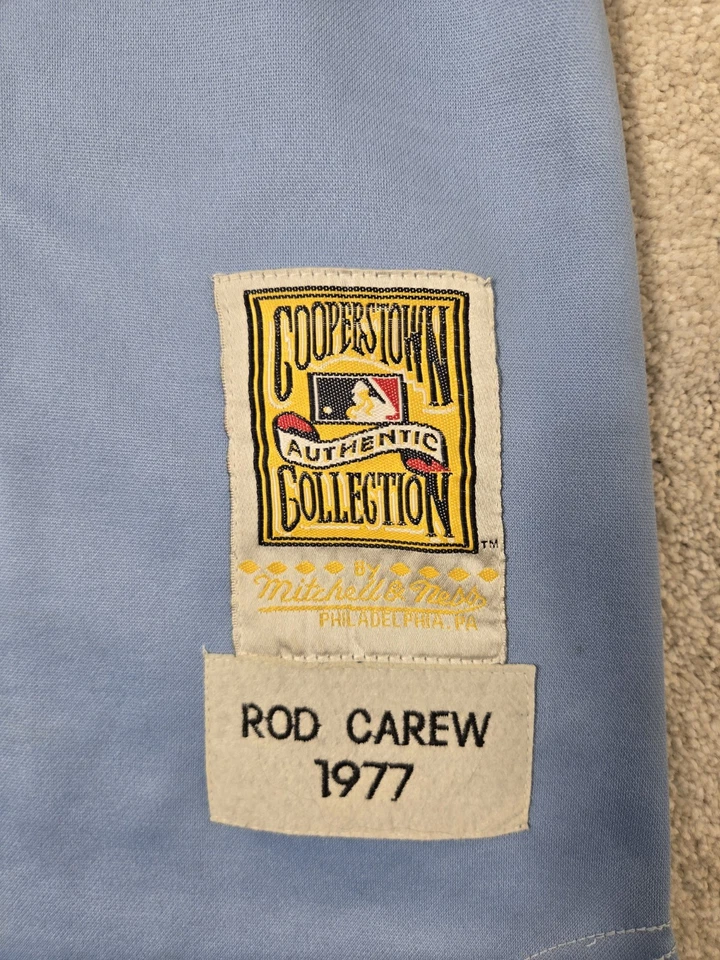 Rod Carew jersey XL Mitchell & ness Minnesota twins #29 Blue 1977 throwback USA - Image 3 of 4