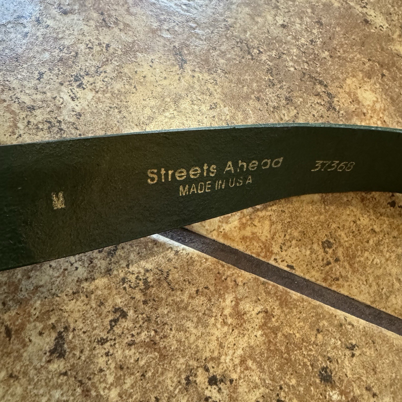 Vintage Streets Ahead Leather Thick Metal Belt Tooled 37368 Sz M