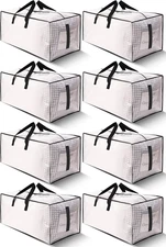 8 Pack Large Strong Moving Bags with Zippers & Carrying Handles - Water-Resis...