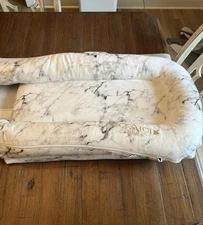 DockATot Deluxe Baby Lounger Cover 100% Cotton, Hypoallergenic, Carrara marble