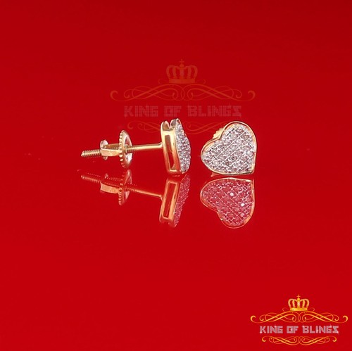 Pendientes de corazón de oro amarillo real de 10 K con diamantes reales de 0,10 quilates para hombre/mujer - Imagen 3 de 12
