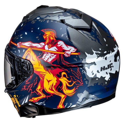 CASCO MOTO INTEGRALE DOPPIA VISIERA HJC I71 TAURUS MC1SF BLU TAURUS GRIGIO TG S - Foto 3 di 3