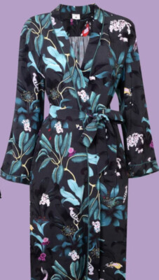 Blogger Favs ANNA GLOVER x H&M DARK GREY FLORAL KIMONO JACKET, Size Medium 