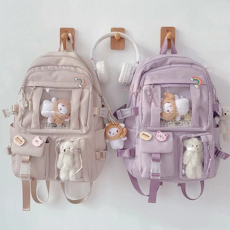 Large capacity Women Multi Pocket Nylon Backpack Student School