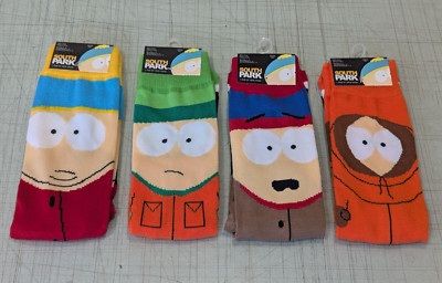 4 Pairs of South Park Crew Socks Cartman Kyle Stan Kenny Size 6-12 NEW Sock Set