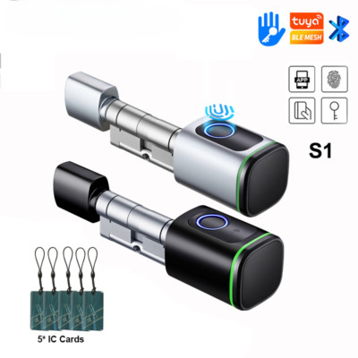 Lock Smart Electronic Door Lock Cylinder Core Fingerprint Keys IC Card Unlock 
