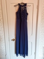 Izabel London Lace Bodice Halterneck Gown Navy Blue Size 12