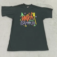 Vintage Witch and Famous Shirt Large Black Single Stitch USA Made Halloween