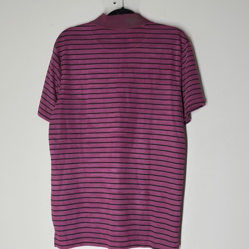 London Fog Striped Polo Shirt Classic Fit Short Sleeve Casual Top Medium Pink - Picture 5 of 5