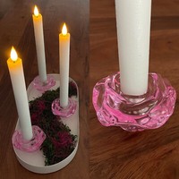 5Er Set Kerzenhalter RosenblüTen Aus Glas FüR Stabkerzen - KerzenstäNder Rosa