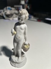 Statuina Ceramica Antonibon Nove - giovane donna con Cesto di pere colorare