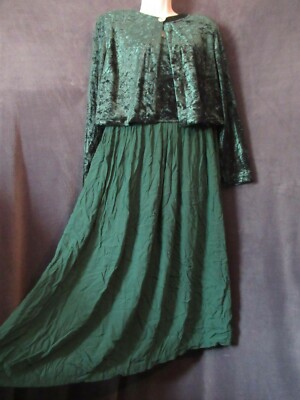 90's Vintage Jamie Brooke Green Crushed Velvet Crinkle Rayon Jumper Dress  Jacket | eBay
