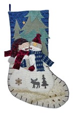 20  Snowman Couple Large Christmas Stocking Country Cabin 3D Plush