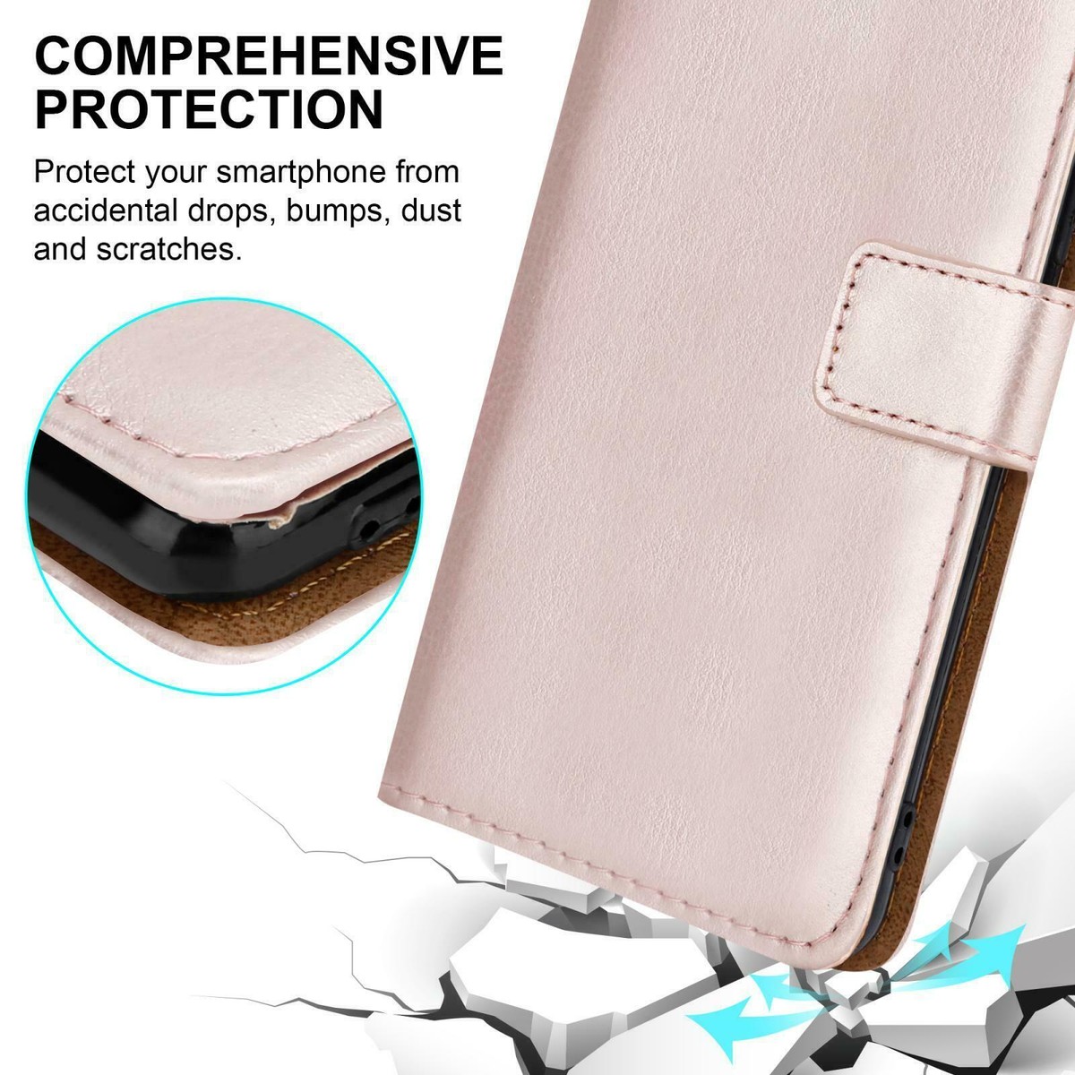 Leder Flip Case Für Oppo Realme X50 5G – Mit Kartenfächern, Magnetverschluss & Ständerfunktion, Blau