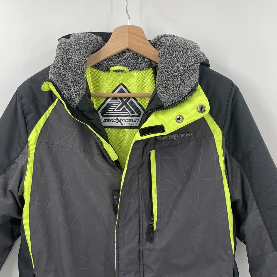 ZeroXPosur Black with Lime Green Trim Winter Coat Boy’s XL 14-16 - Image 2 of 4