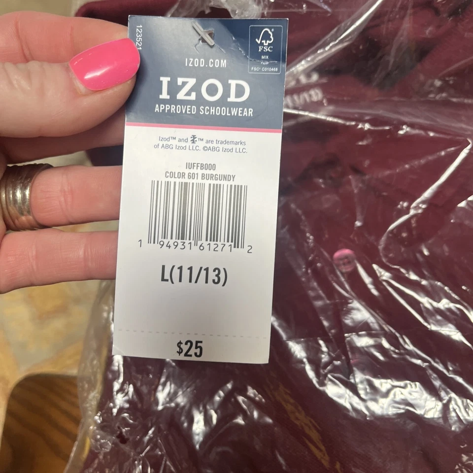 IZOD Burgundy Approved Schoolwear Short Sleeve Collared Polo Shirt Kid Size L - Image 4 of 4