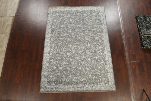 GRAY/ SILVER Versace Design Vegetable Dye Area Rug Wool/ Silk Hand-knotted 7x10 - Picture 2 of 12
