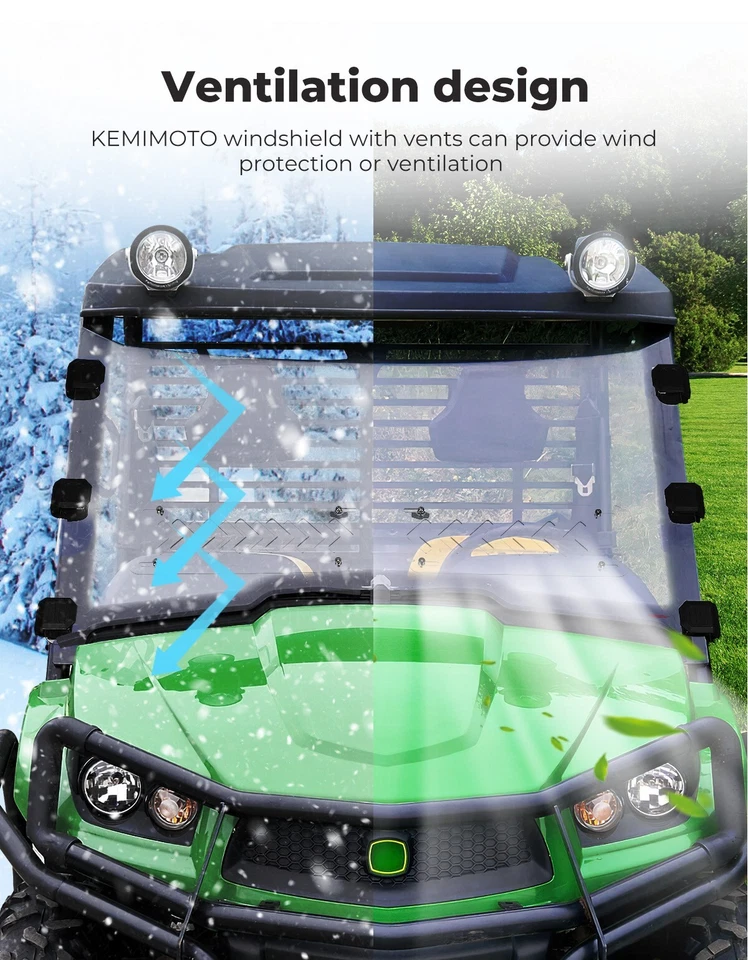 Parabrisas delantero + trasero ventilado para John Deere Gator XUV 550/560/590i/590E/590M Foto 4 de 4