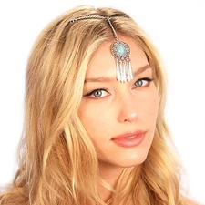 Kristin Perry  Boho Turquoise Tikka Headpiece 