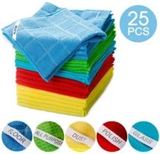 Masthome 25PCS Microfiber Cleaning Cloth 33 X 33 cm Magic Cleaning Cloths for Ca