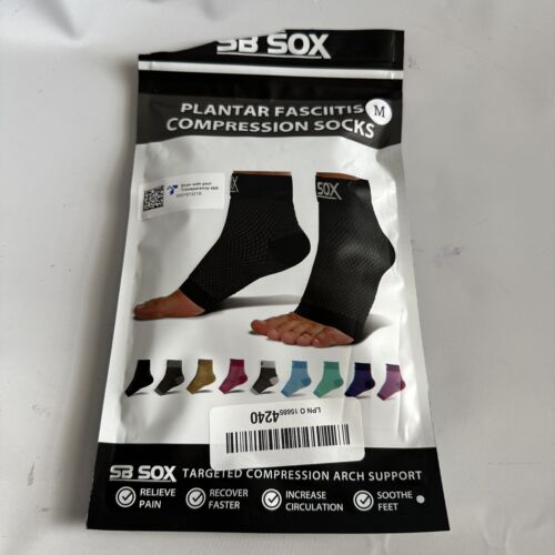 SB Sox Compression Sleeve Plantar Fasciitis Relief Socks Gray Black Size Medium - Afbeelding 1 van 8