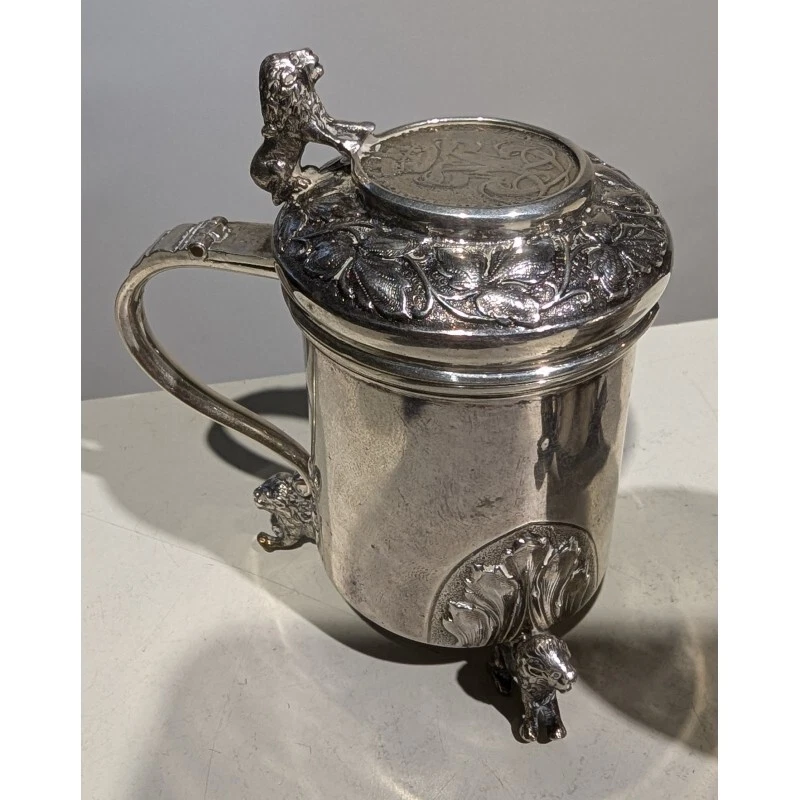 Antigua coctelera de sal y mostaza de plata del siglo XIX 830 firmada por Marius Hammer Foto 3 de 4