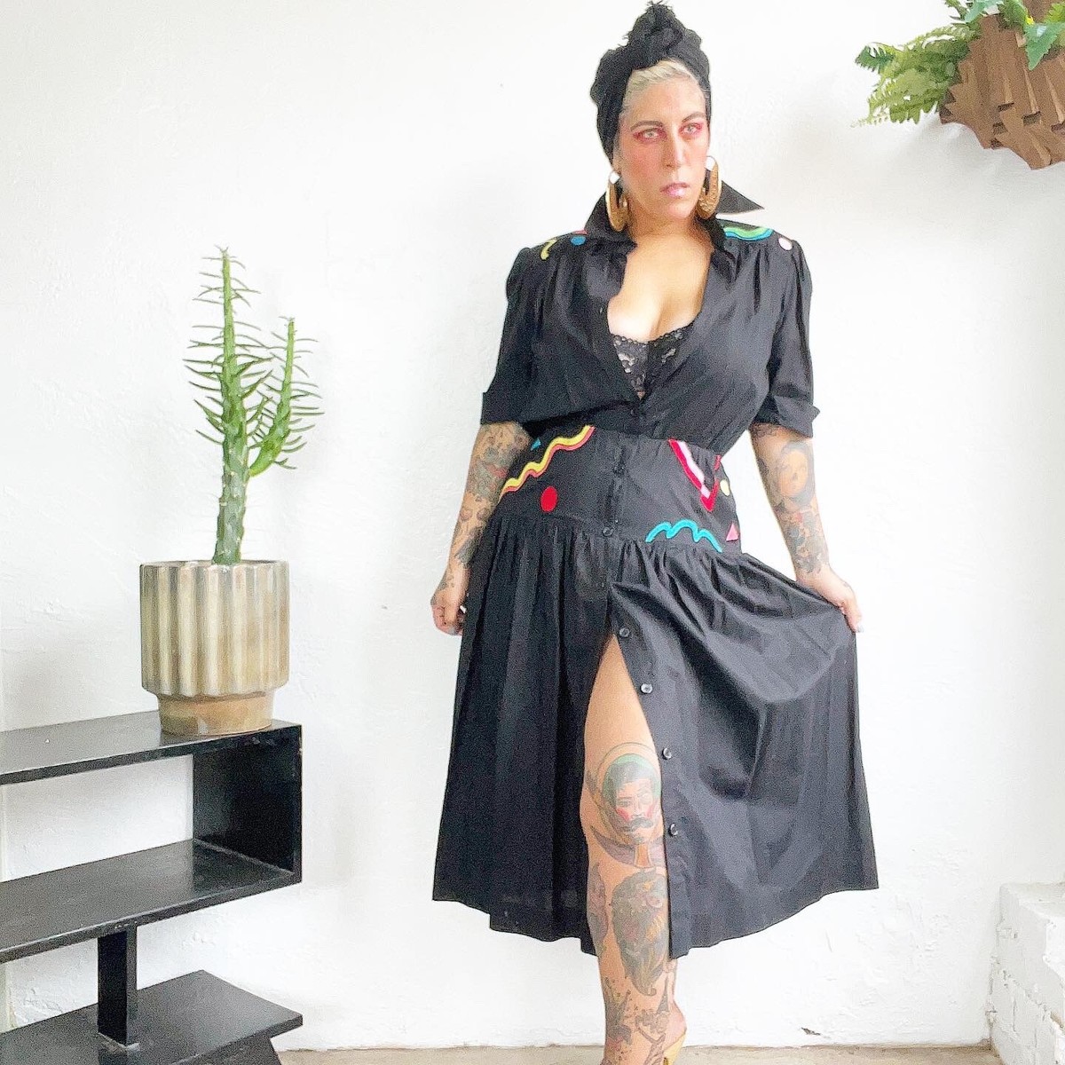 DESIGNER AVANT GARDE 80's 80s Vintage Embroidered Black Shirtwaist Dress M L | eBay DESIGNER AVANT GARDE 80's 80s Vintage Embroidered Black Shirtwaist Dress M L | eBay