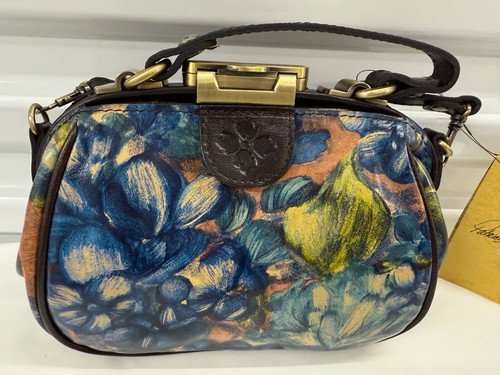 RARE Patricia Nash BLU CLAY Leather Frame Purse Antica Crossbody Bag RARE
