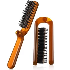 Travel Folding Hair Brush Bristles Hair Comb Collapsable Portable Pocket 2 Piece