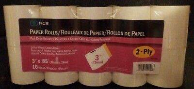 NCR Cash Register/Adding Machine Tape Paper 10 Rolls -3 x 85  Carbonless 2ply