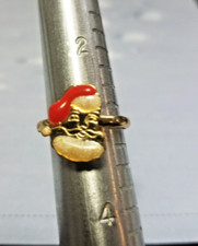Vintage Gold Tone Metal Santa Claus Enamel Ring Holiday Adjustable SZ 3 Childs