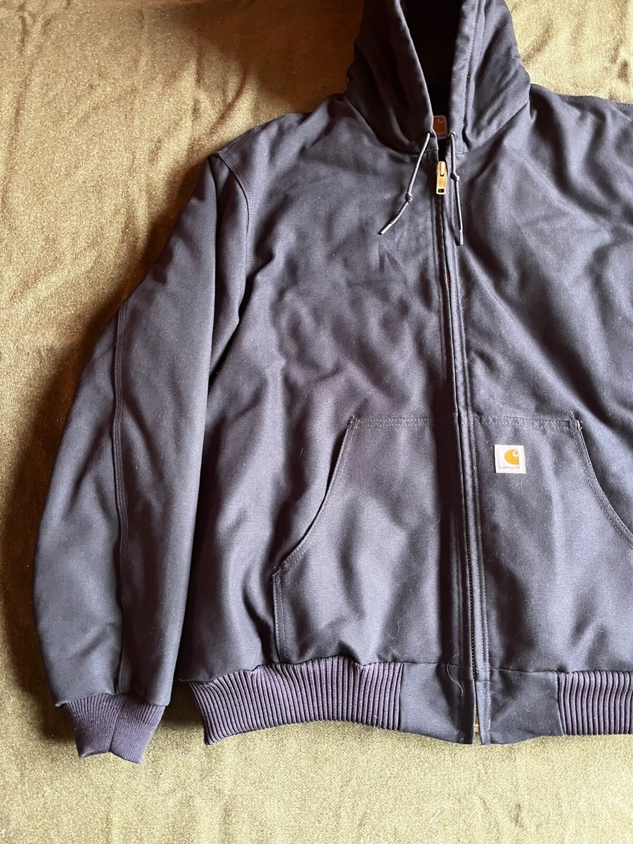 Carhartt J140 BLK Black Quilt-Lined Hooded Canvas Jacket Men's 2XL