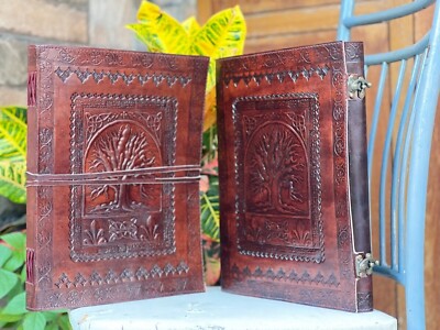 Extra large Brown Tree of Life (10''X13'') Bull Leather Journal Unlined Notebook