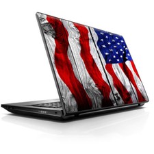 Laptop Notebook Universal Skin Decal Fits 13.3" to 16" / American Flag on Wood