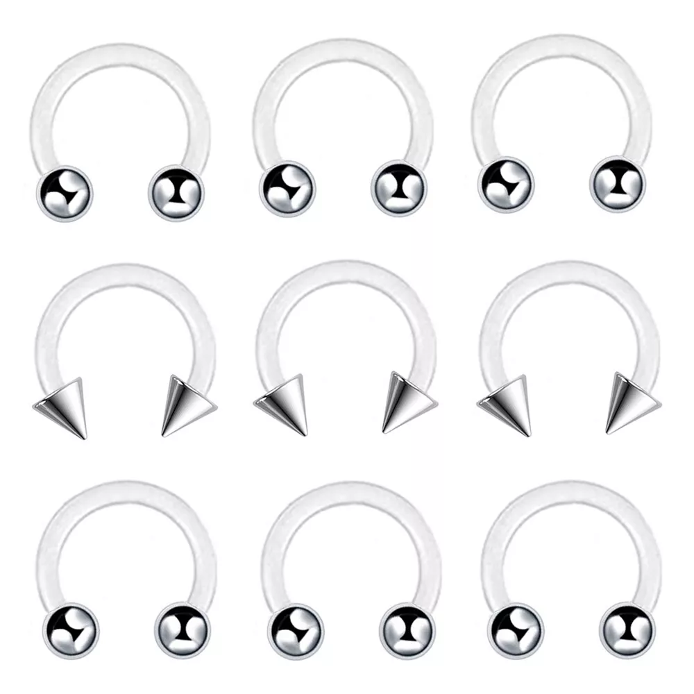 10 30PC Transparent Silicone Horseshoe Flexible Nose Ring Bar Ear