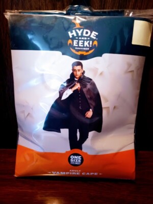 Cape Vampire Black by Hyde & EEK Adult One Size Fits All - NEW - Washable :D !
