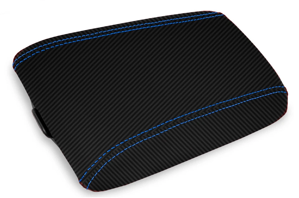 Fits 2004-2006 Pontiac GTO Carbon Fiber Console Lid Armrest Cover Blue Stitch Foto 3 de 4