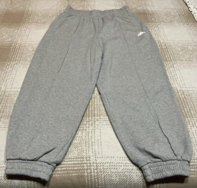 Adidas Essentials Studio Fleece Pants Joggers Women s Large L Heather Gray