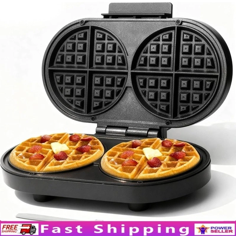 1200W Nonstick Double Belgian Waffle Maker Compact Portable Kitchen Tool New
