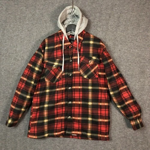 Fourcast Hoodie Men's L Sherpa Lined Plaid Flannel Layered Jacket Soft Shell - product listing photo