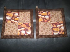 Pumpkin and Gingerbread Holiday Baking Handmade Kitchen Potholder Set of 2