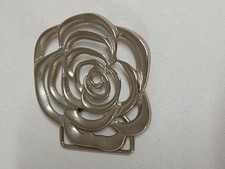 Vintage Artisan Flower Rose Silver Tone Belt Buckle  95 