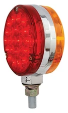 GG Grand General Amber Red 4" Round Double Face LED Pedestal Light Chrome Hou...